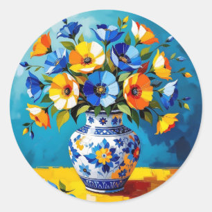 Beautiful Vase of Flowers   Classic Round Sticker