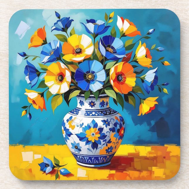 Beautiful Vase of Flowers  Coaster (Front)