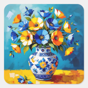Beautiful Vase of Flowers  Square Sticker