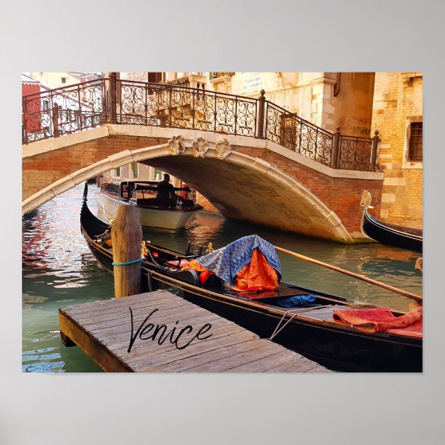 Beautiful Venice Italy Canal Boat Travel Poster (Front)