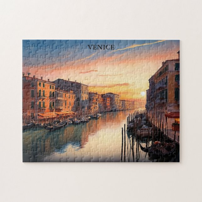 Beautiful Venice Italy Sunset View Jigsaw Puzzle (Horizontal)