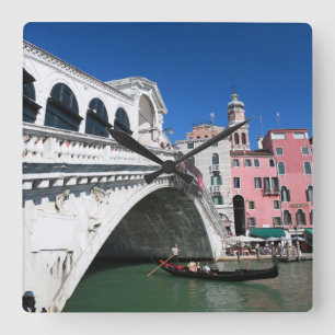 Beautiful Venice, Rialto Bridge Square Wall Clock