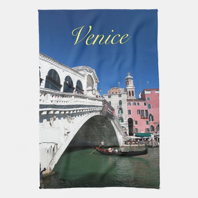 Beautiful Venice, Rialto Bridge Tea Towel (Vertical)