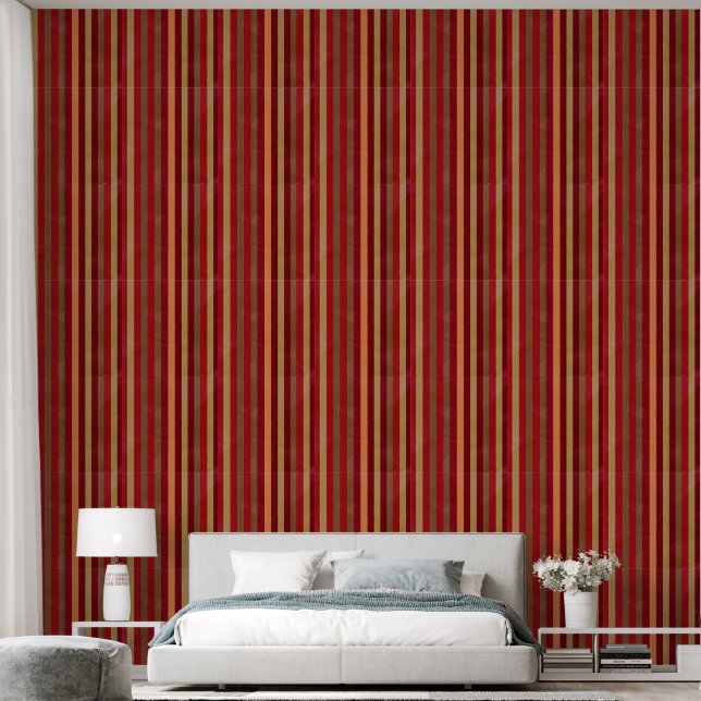 Beautiful Vertical Stripe Red Yellow Wallpaper (Bedroom)
