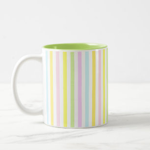 Beautiful Vertical Stripes in Pastel Colours Two-Tone Coffee Mug
