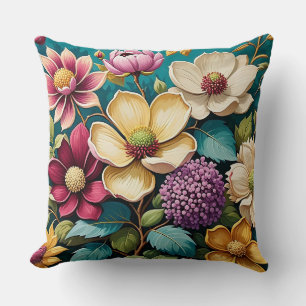 Beautiful Vibrant Flower Art  Cushion