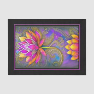 Beautiful Vibrant Pink Orange Ornate Lotus Flowers Tissue Paper