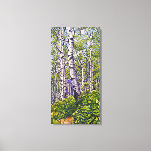 Beautiful Vibrant Purple Green Aspen Trees Canvas Print