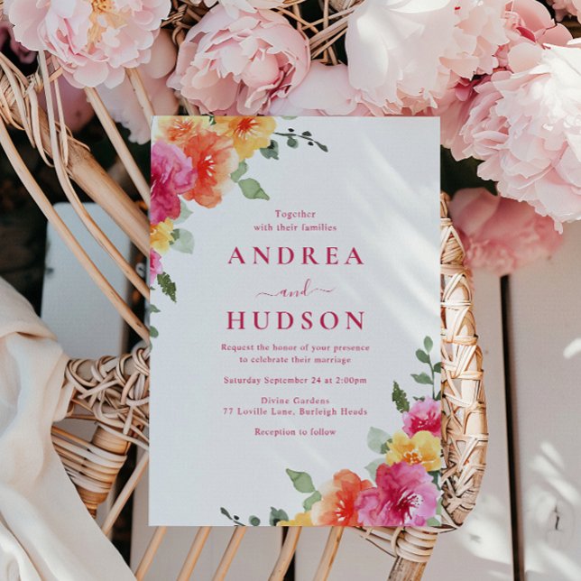 Beautiful Vibrant Spring Summer Floral Wedding Invitation (Creator Uploaded)