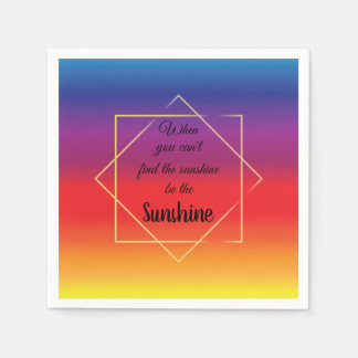 beautiful vibrant sunset with gold border quote napkin
