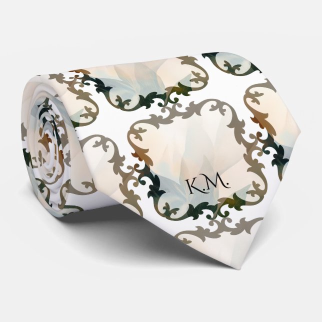 Beautiful Victorian Chic Monogram Tie (Rolled)