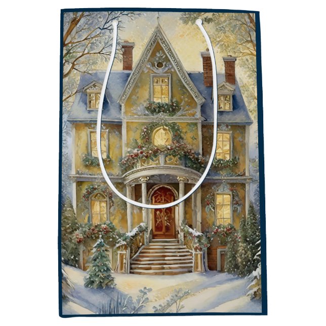 Beautiful Victorian Christmas Medium Gift Bag (Front)