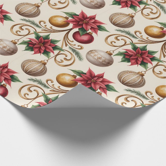 Beautiful Victorian Christmas Ornaments Wrapping Paper (Corner)