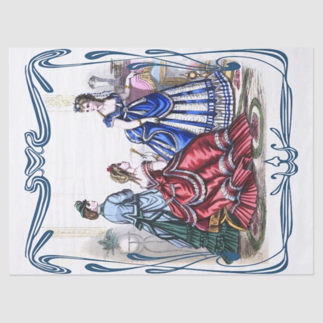 Beautiful Victorian Fashion Ladies decoupage Tissue Paper (Front)