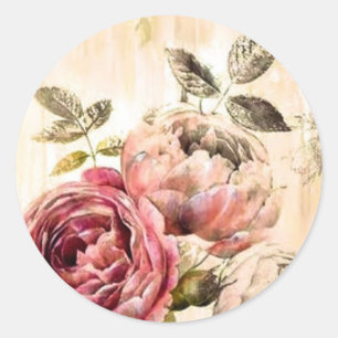 Beautiful Victorian Floral Painting Classic Round Sticker