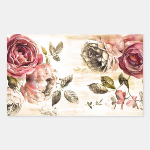 Beautiful Victorian Floral Painting Rectangular Sticker