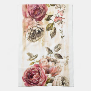 Beautiful Victorian Floral Painting Tea Towel
