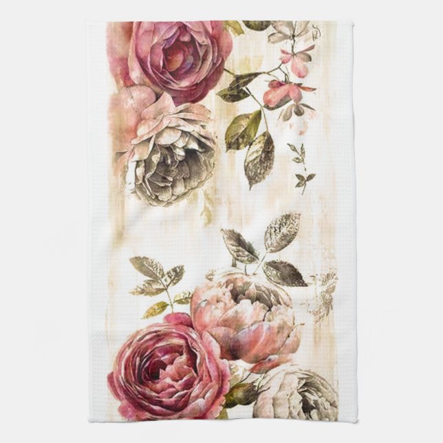 Beautiful Victorian Floral Painting Tea Towel (Vertical)
