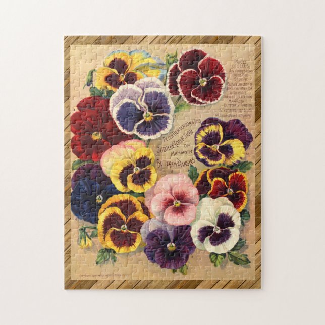 Beautiful Victorian Floral Seed Packet PANSIES Jigsaw Puzzle (Vertical)