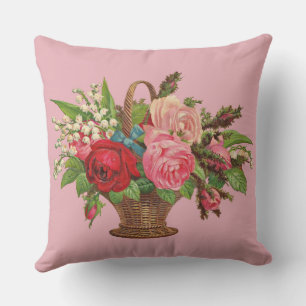 beautiful Victorian flower basket print Cushion