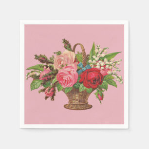 beautiful Victorian flower basket print Napkin