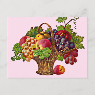beautiful Victorian fruit basket Postcard