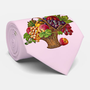 beautiful Victorian fruit basket print Tie