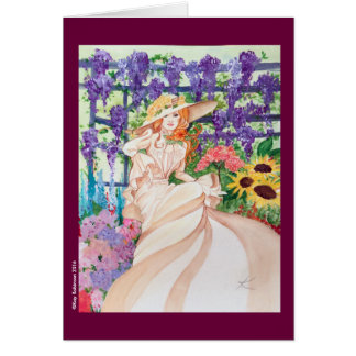 Beautiful victorian lady in her garden.