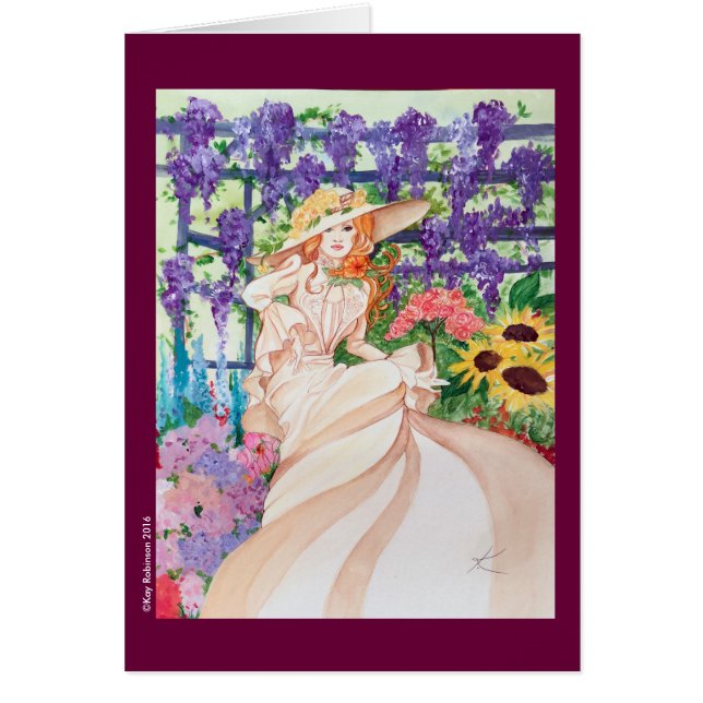 Beautiful victorian lady in her garden. (Front)