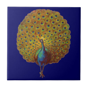 beautiful Victorian peacock print Tile