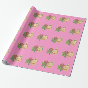 Beautiful Victorian Roses Linen Wrapping Paper