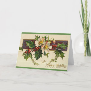 Beautiful Victorian Vintage Holidays Christmas Holiday Card