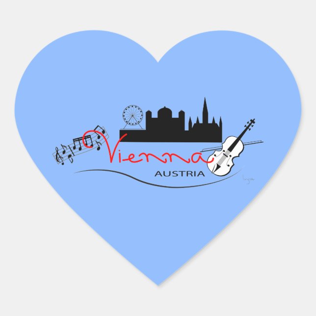 Beautiful Vienna, Austria Heart Sticker (Front)