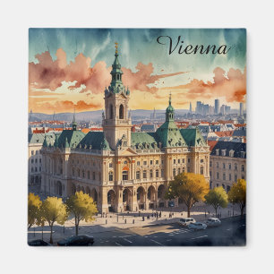 Beautiful Vienna Austria Watercolor City Painting Magnet