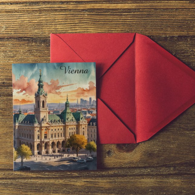 Beautiful Vienna Austria Watercolor City Painting  Postcard (Beautiful Vienna Austria Watercolor City Painting Postcard)