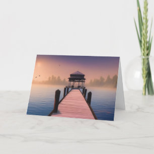 Beautiful view from the dock sunset landscape thank you card