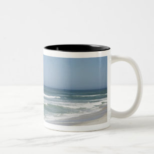 Beautiful view of beach against clear sky 2 Two-Tone coffee mug
