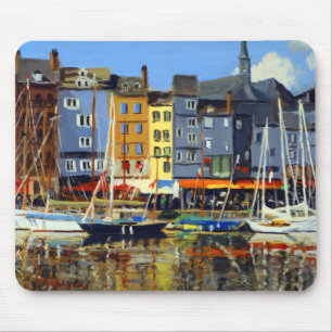Beautiful View of Sailboats in Honfluere Harbour Mouse Mat