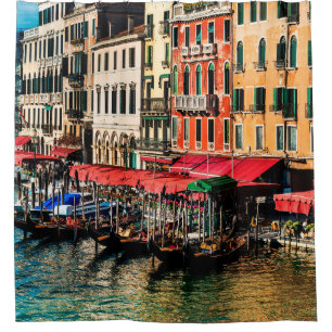 Beautiful view of water street and old buildings i shower curtain