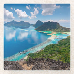 Beautiful View   Top of Bohey Dulang Island Glass Coaster