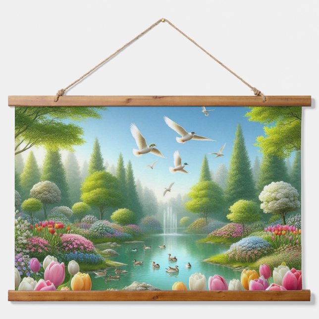 Beautiful view with lake  hanging tapestry (Front)