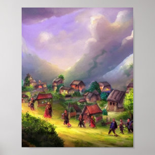 Beautiful Village Digital Art Poster