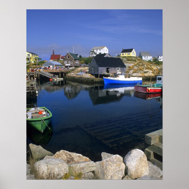 Beautiful village of Peggy's Cove with harbour Poster (Front)