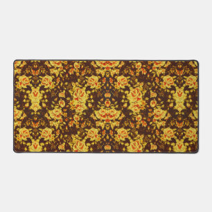 Beautiful vintage abstract yellow roses floral desk mat