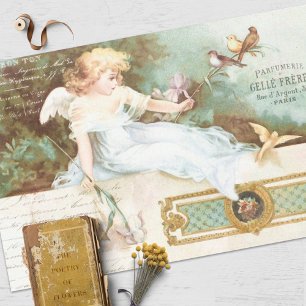 Beautiful Vintage Angel and Ephemera Decoupage Tissue Paper