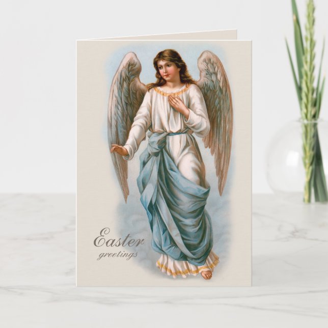 Beautiful vintage angel Easter blessings Holiday Card (Front)