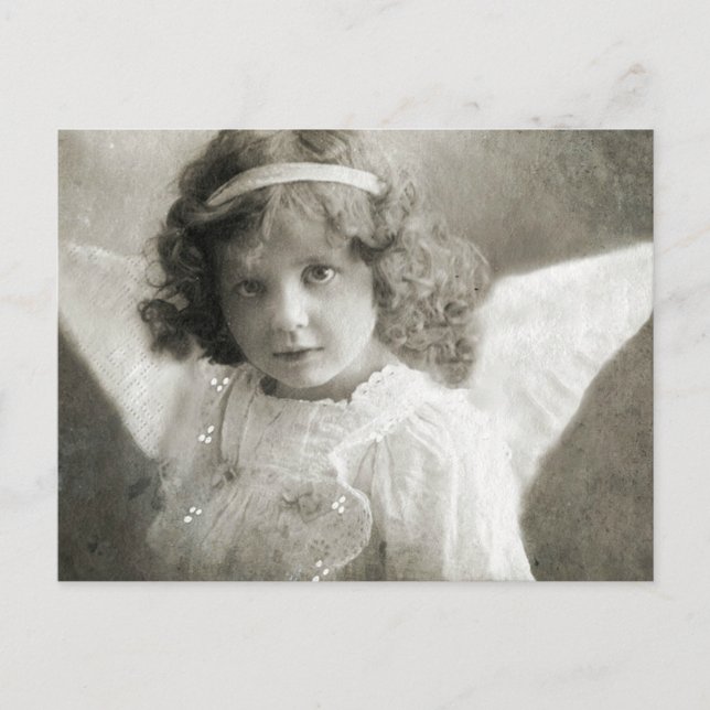 Beautiful Vintage Angel Girl Postcard (Front)