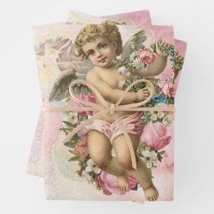 Beautiful Vintage Angel with Flowers  Wrapping Paper Sheet