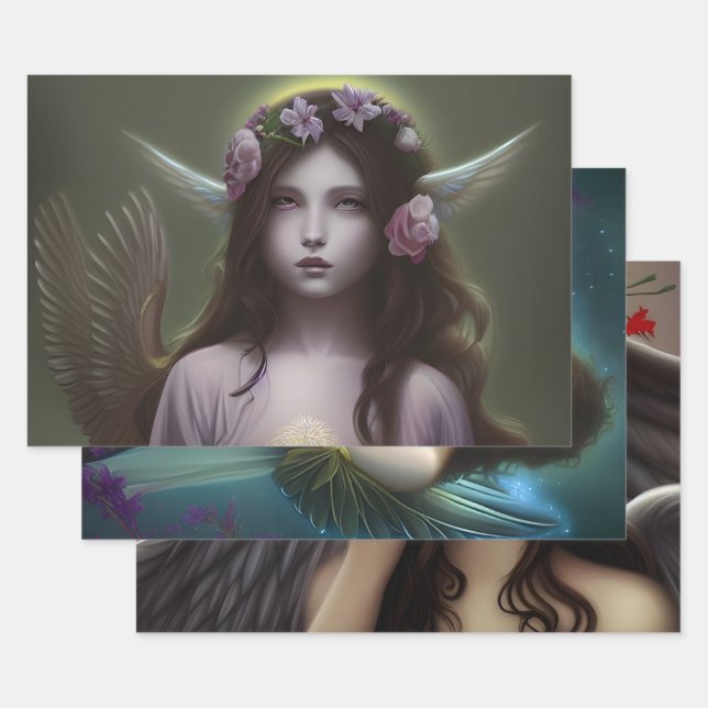 Beautiful Vintage Angels Decoupage Wrapping Paper Sheet (Set)