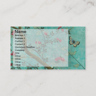 Beautiful vintage antique blossom tree butterflies business card